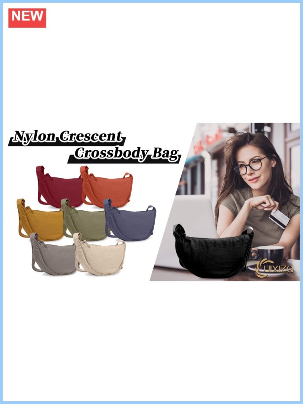 Nylon Crescent Crossbody Bag Small Travel Sling Hobo Purse Adjustable Strap - Picture 6 of 6